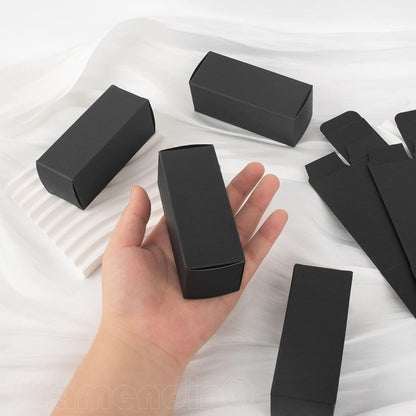 , 50 Pack Black Kraft Paper Lipstick Boxes Rectangle Bottle Reusable Lip Balm Packaging Cases Gift Wrapping Box for DIY (3.54X1.41X1.41)