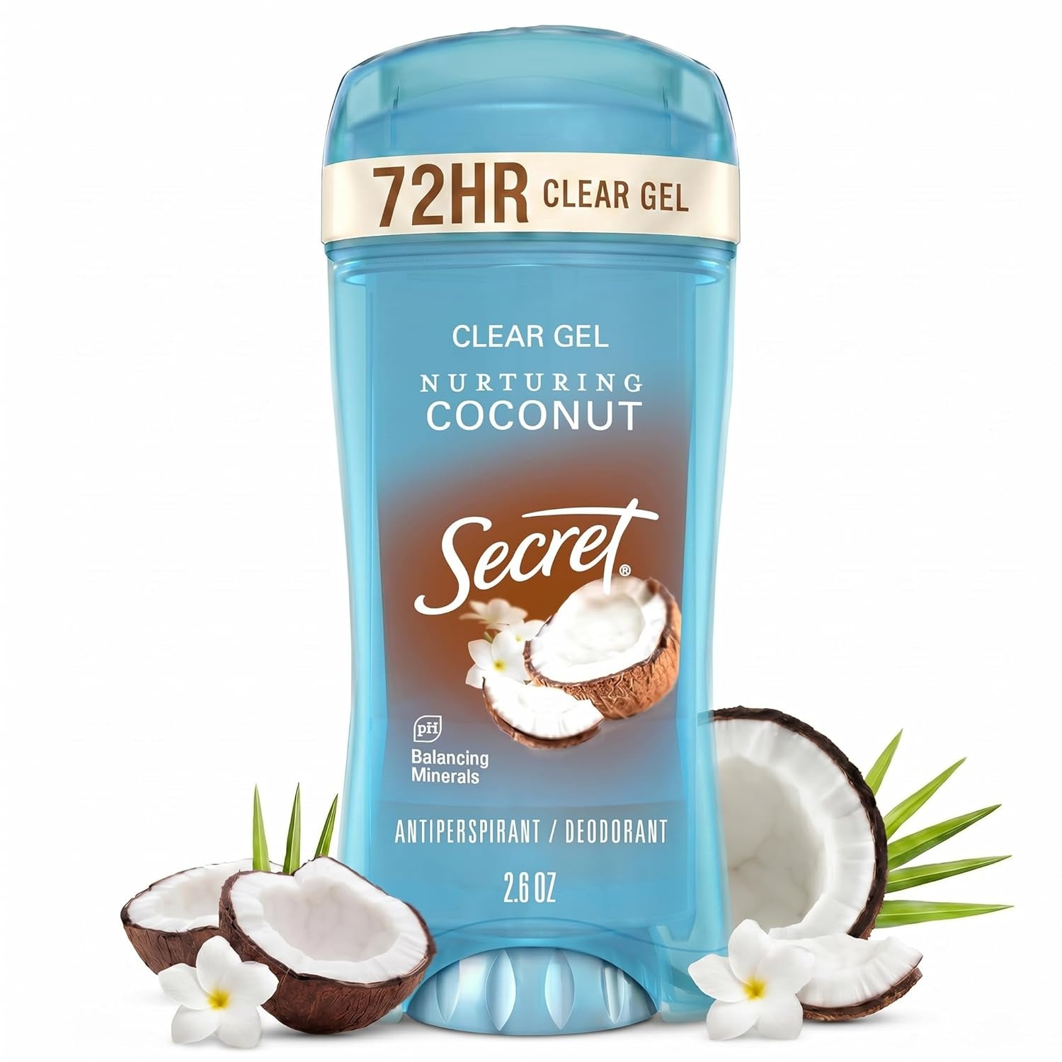 Fresh Antiperspirant Deodorant for Women, 72Hr Breathable Sweat & Odor Protection, Instant Freshness & Gentle, PH Balancing Minerals, Clear Gel, Nurturing Coconut Scent, 2.6 Oz